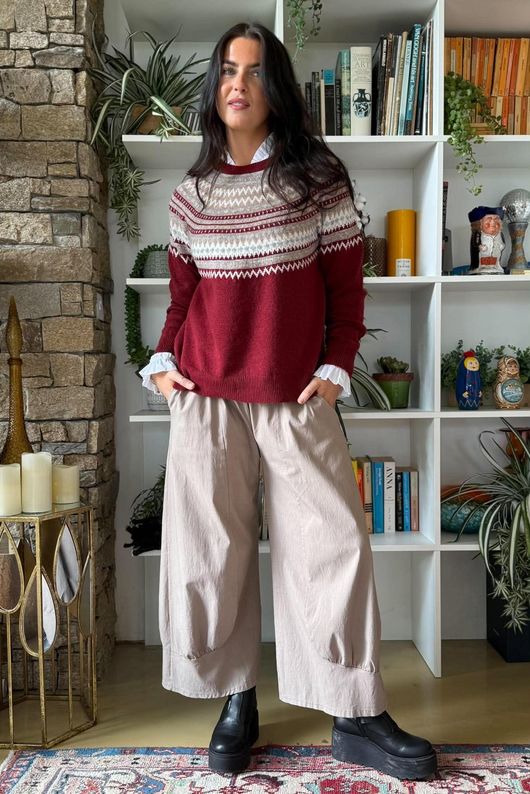 Fair Isle Knit Burgundy